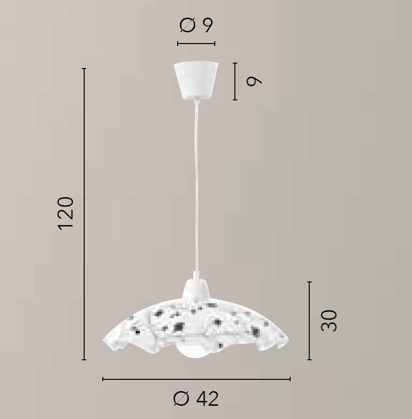 Sospensione cucina vetro opale decoro foglie nero D.42cm 1XE27 non incl. ROOT Sospensione cucina vetro opale decoro foglie nero D.42cm 1XE27 non incl. ROOT